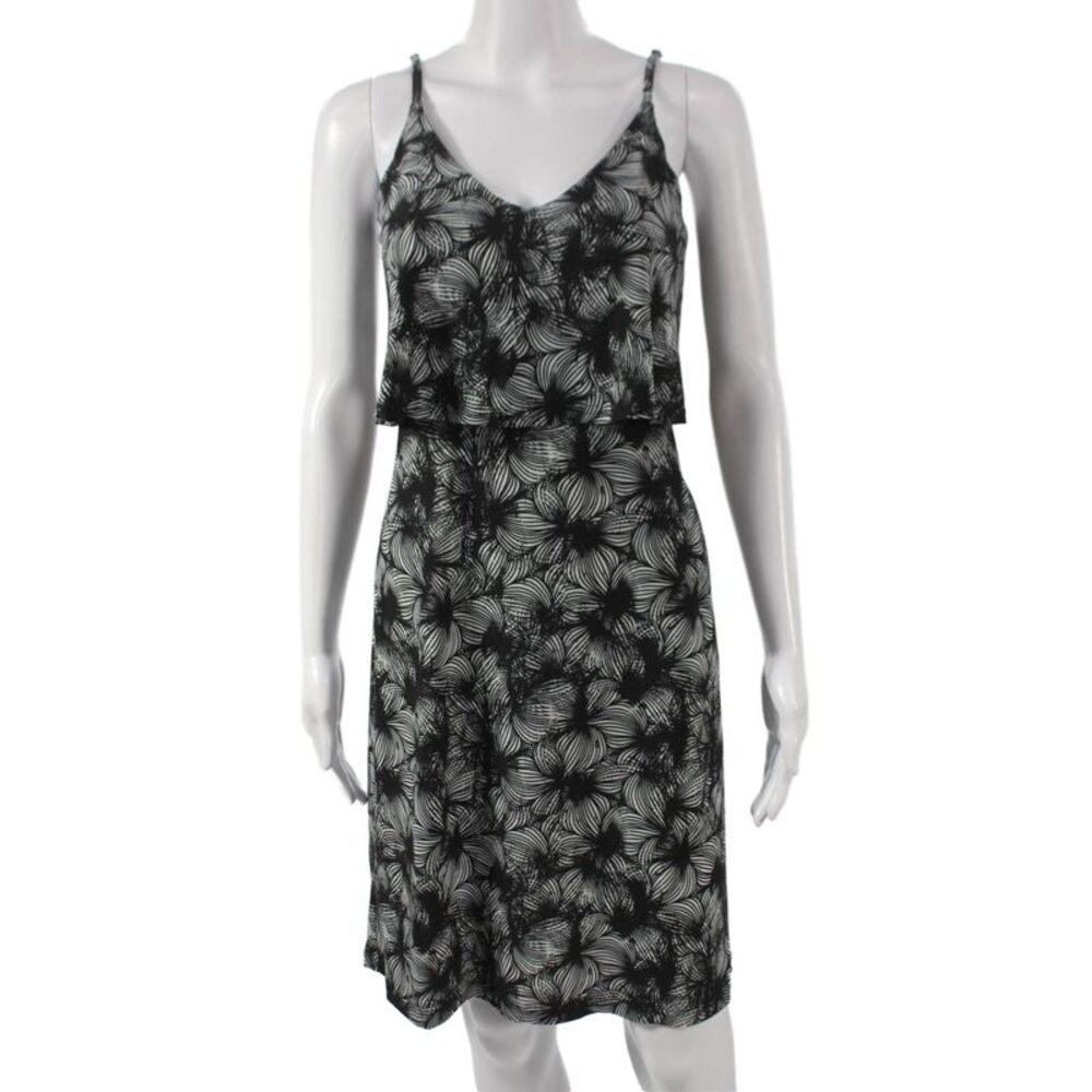 Viereck Women Sundress Black V Neck Floral Sleeveless Pullover Size XS